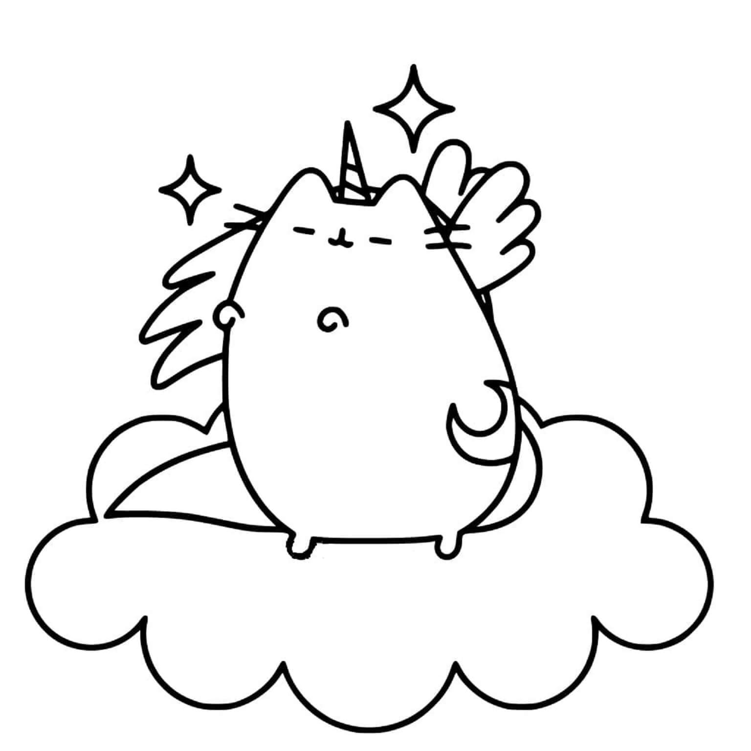 Pusheen On Cloud coloring page Download, Print or Color Online for Free