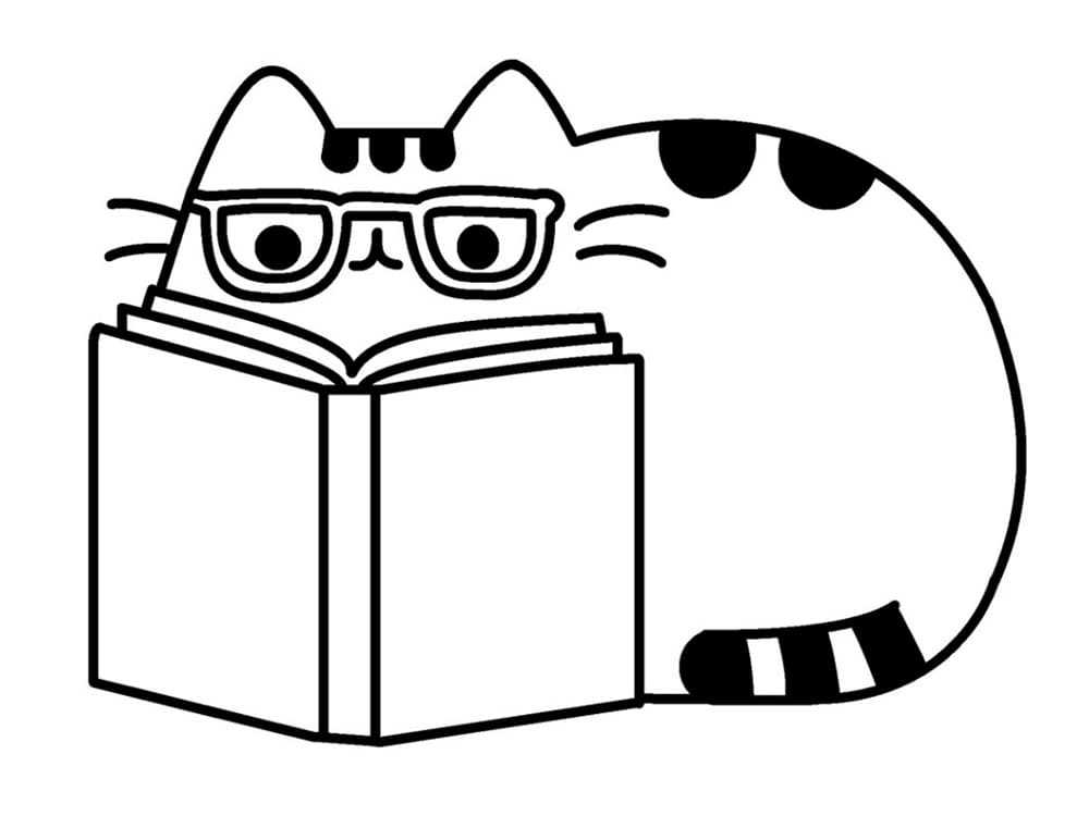 Pusheen Reading Book coloring page Download, Print or Color Online