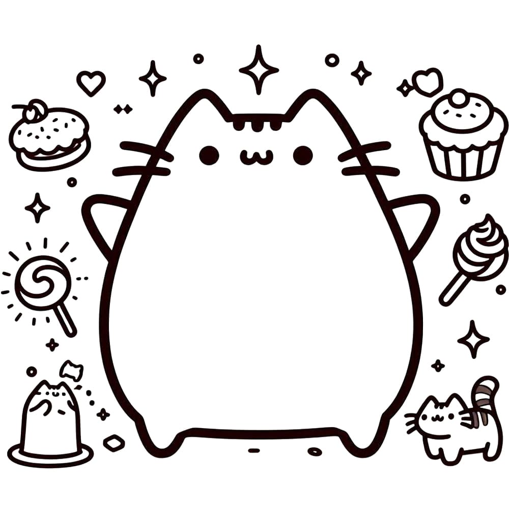 Sweet Pusheen coloring page Download, Print or Color Online for Free