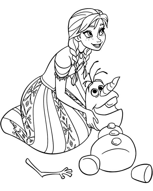 Anna and Olaf coloring page Download, Print or Color Online for Free