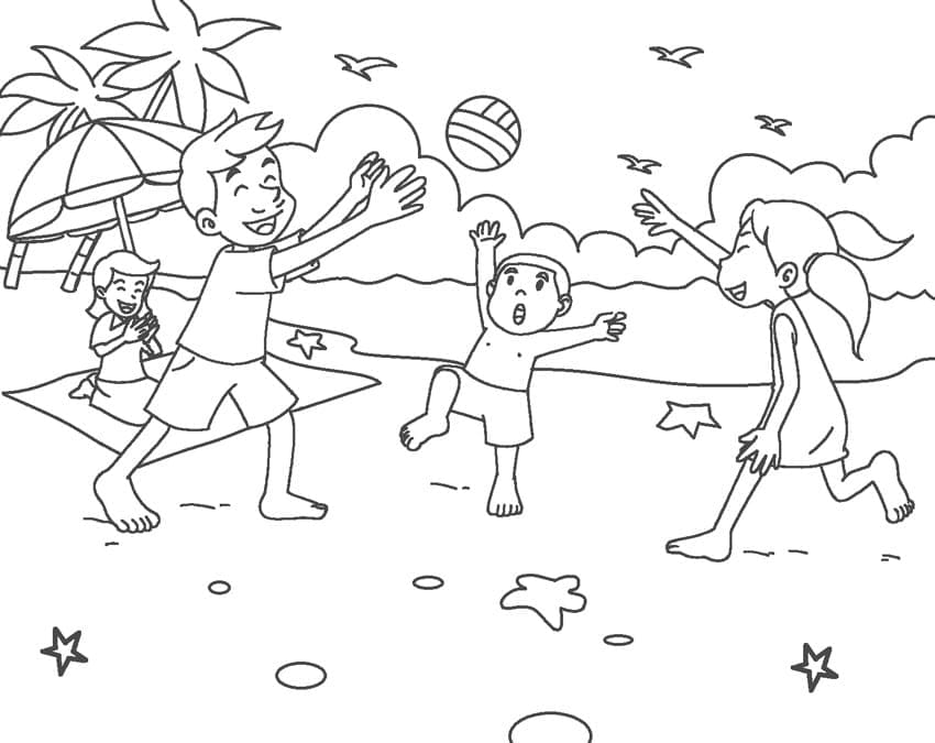 Happy Beach coloring page Download, Print or Color Online for Free