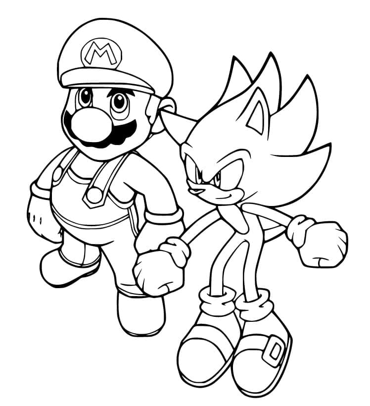 Mario and Sonic coloring page Download, Print or Color Online for Free