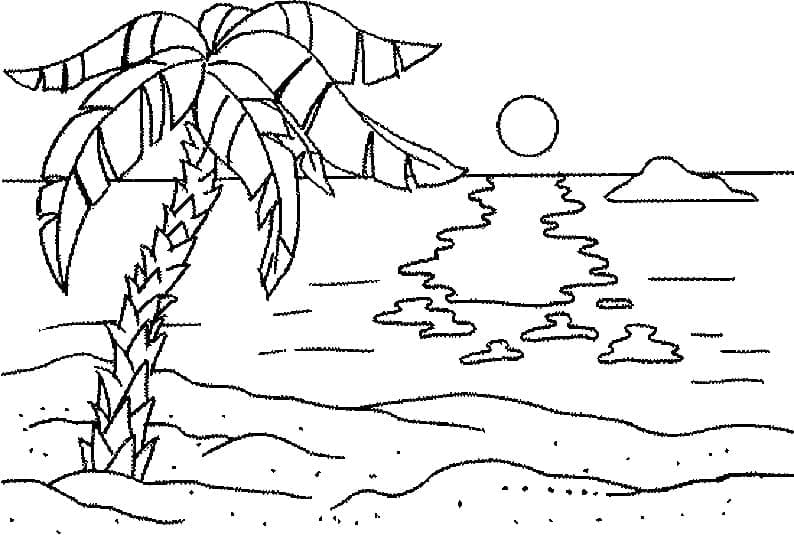 Nice Beach Scene coloring page Download, Print or Color Online for Free