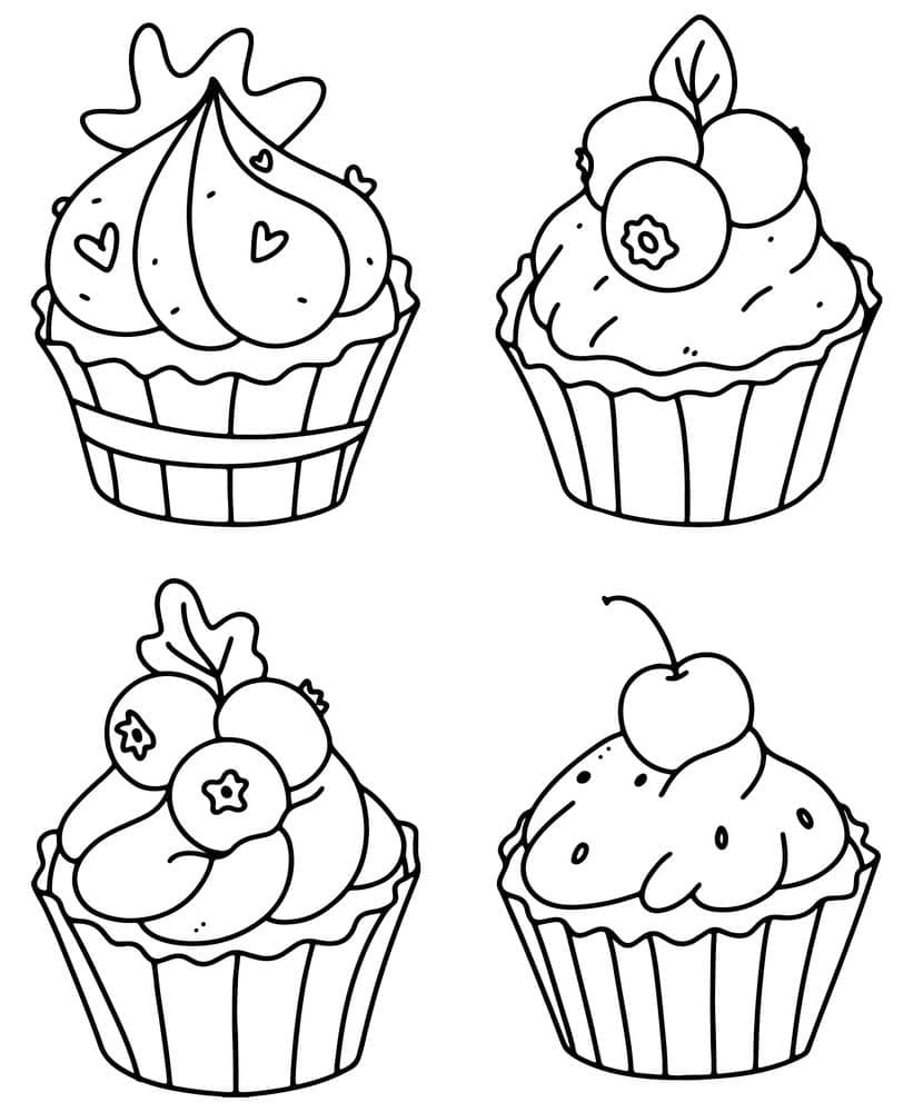 Delicious Cupcakes coloring page Download, Print or Color Online for Free