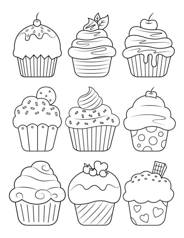 Cupcake Set coloring page Download, Print or Color Online for Free