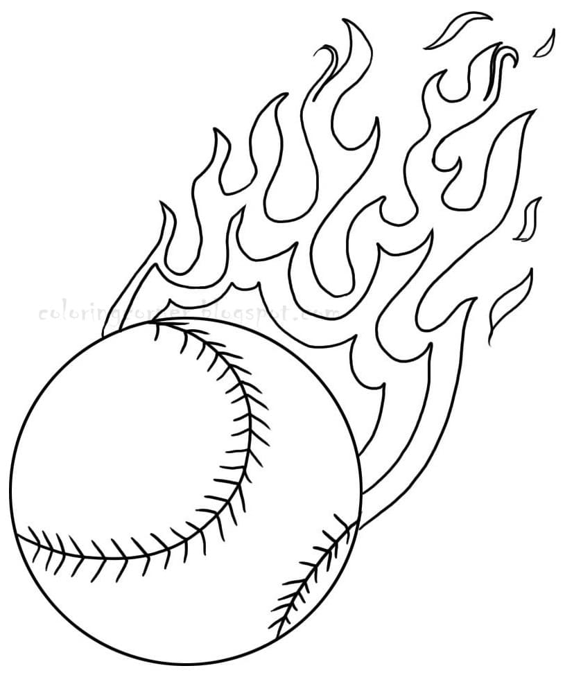 Fire Baseball Ball coloring page Download, Print or Color Online for Free