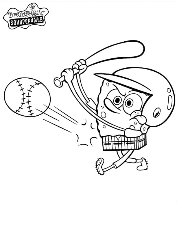 SpongeBob With Baseball coloring page Download, Print or Color Online