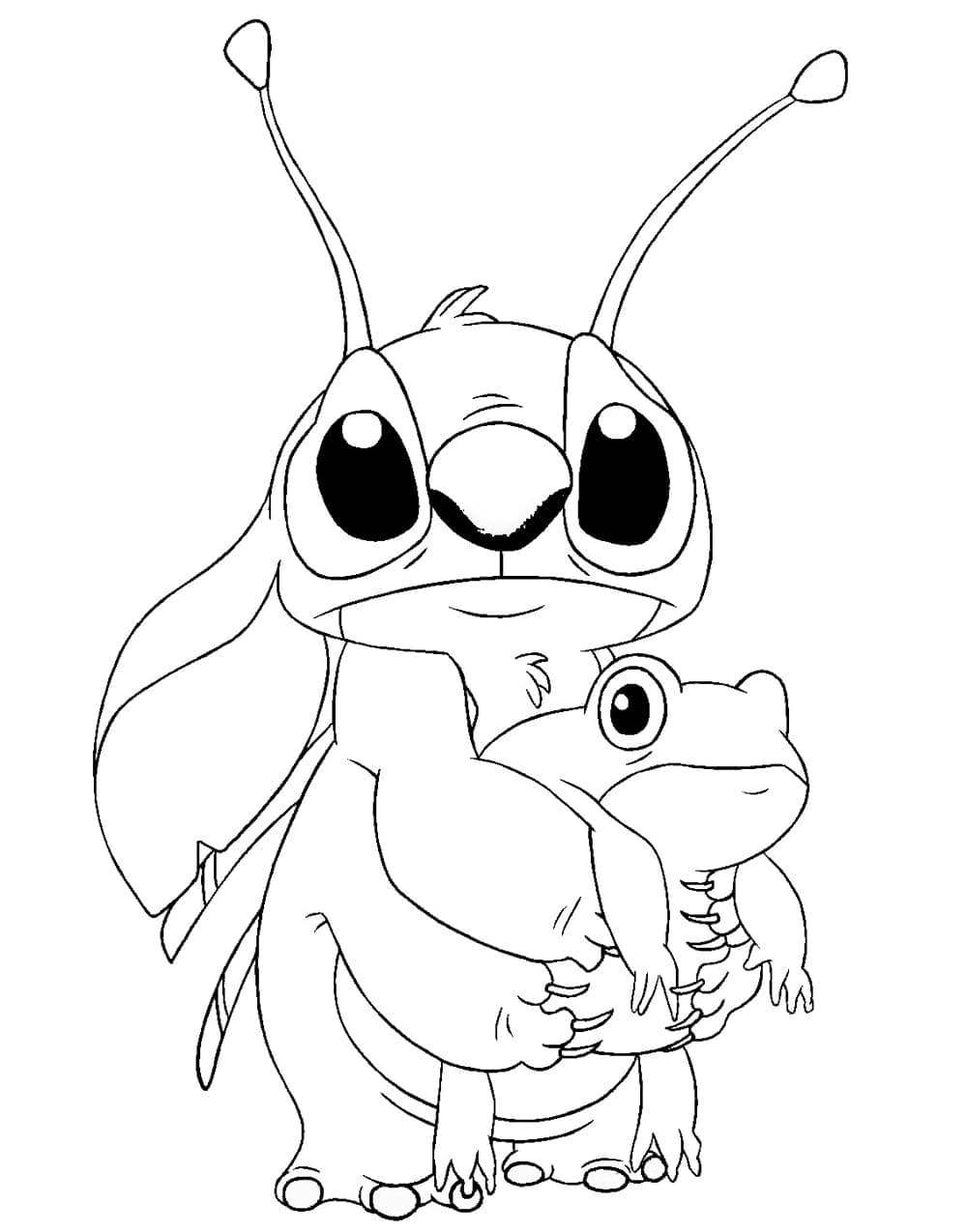 Stitch and A Frog coloring page Download, Print or Color Online for Free