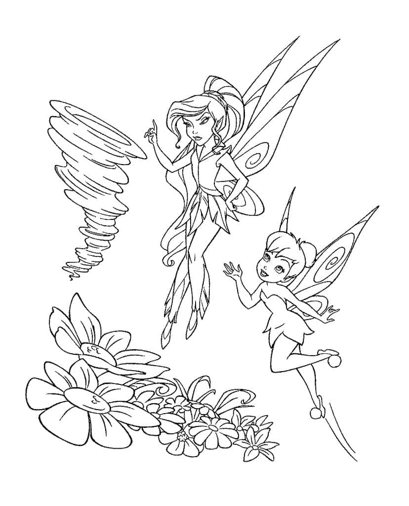 Tinkerbell and Vidia coloring page Download, Print or Color Online
