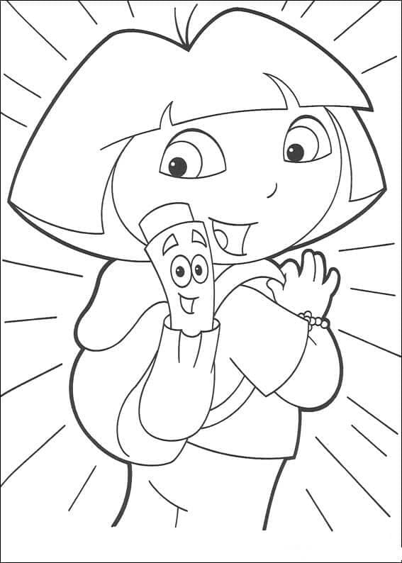 Dora and Map coloring page Download, Print or Color Online for Free