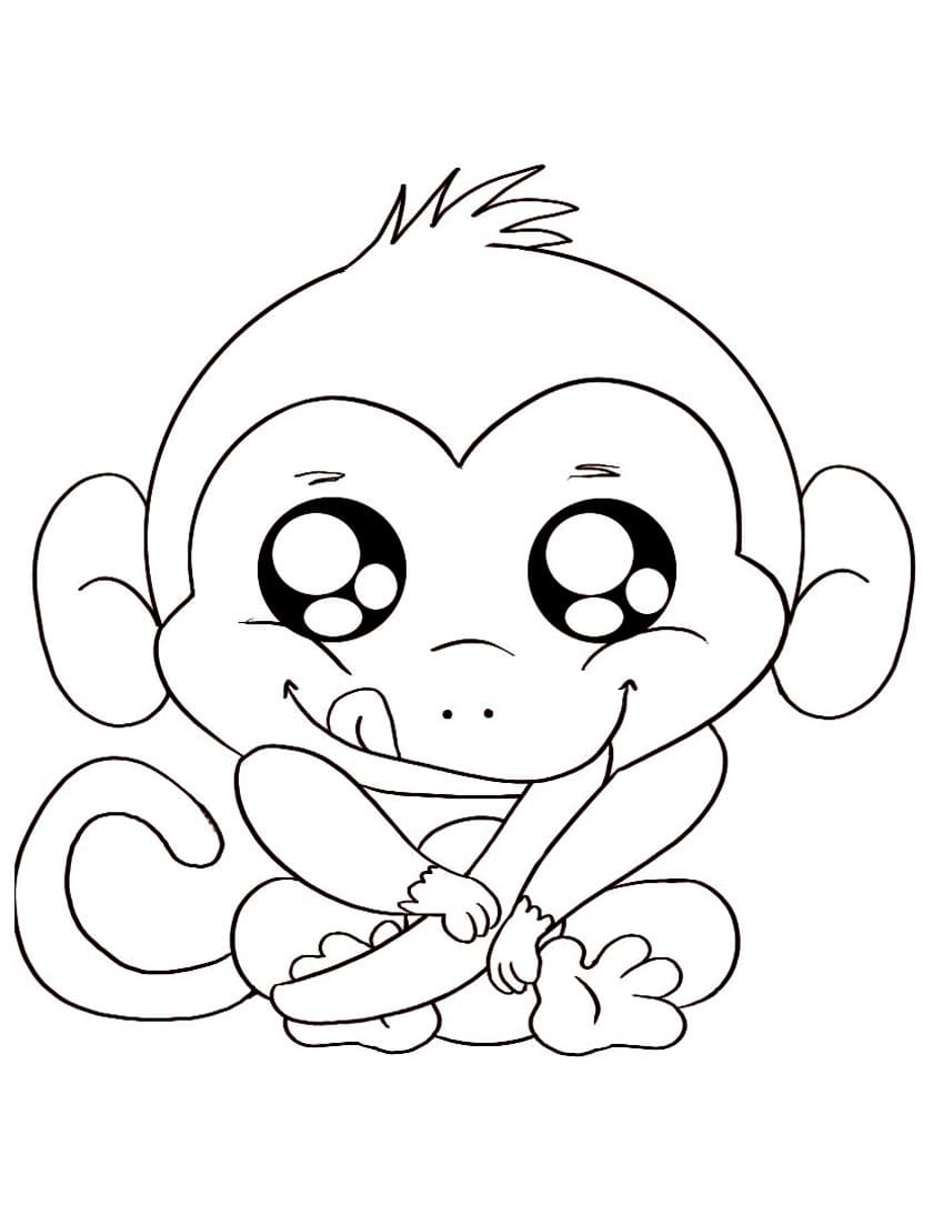 Cute Coloring Pages Of Baby Monkeys
