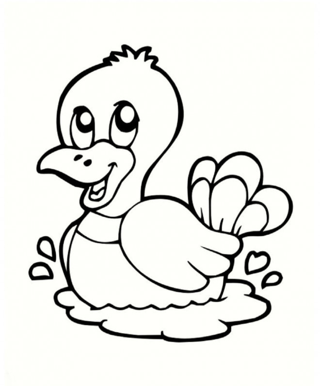 Duckling while floating coloring page Download, Print or Color Online