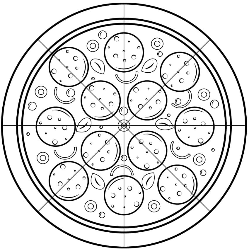 Easy Pizza coloring page Download, Print or Color Online for Free