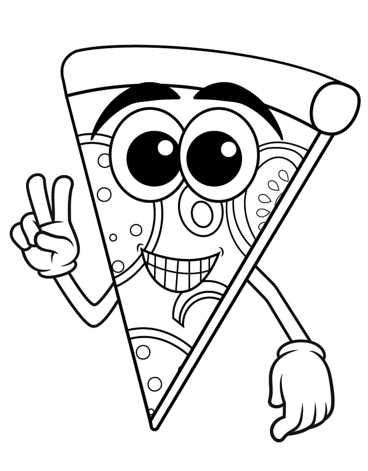 Happy Pizza Slice coloring page Download, Print or Color Online for Free
