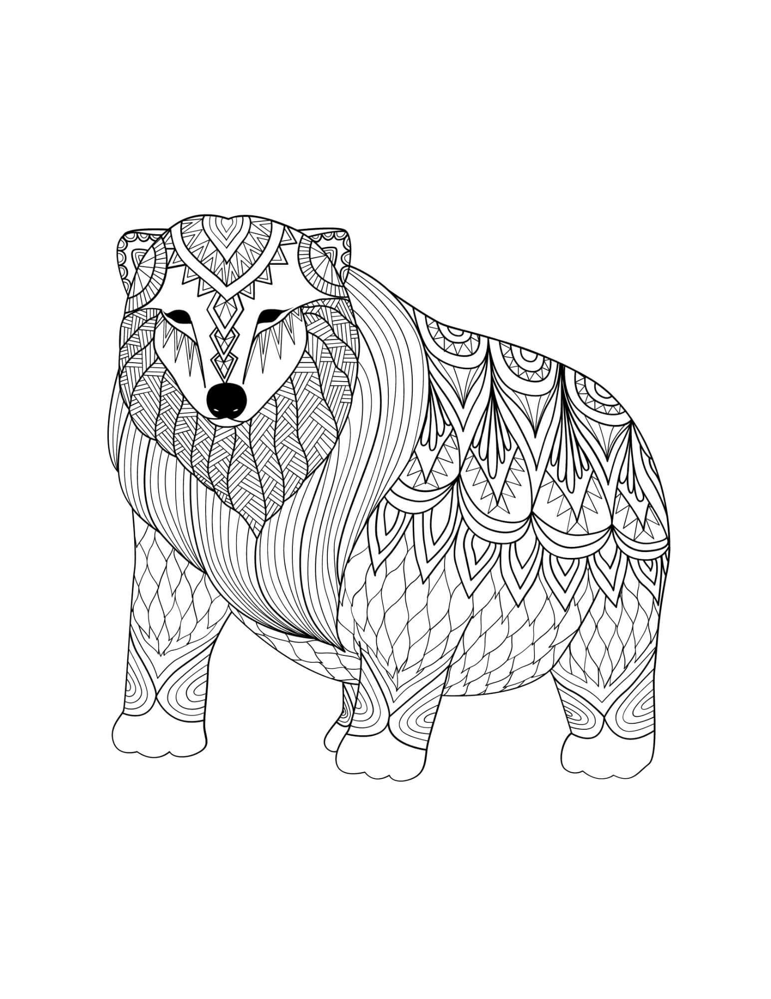 Simple Bear Mandala coloring page Download, Print or Color Online for