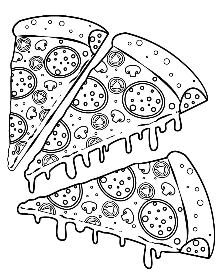 Three Pizza Slices coloring page Download, Print or Color Online for Free