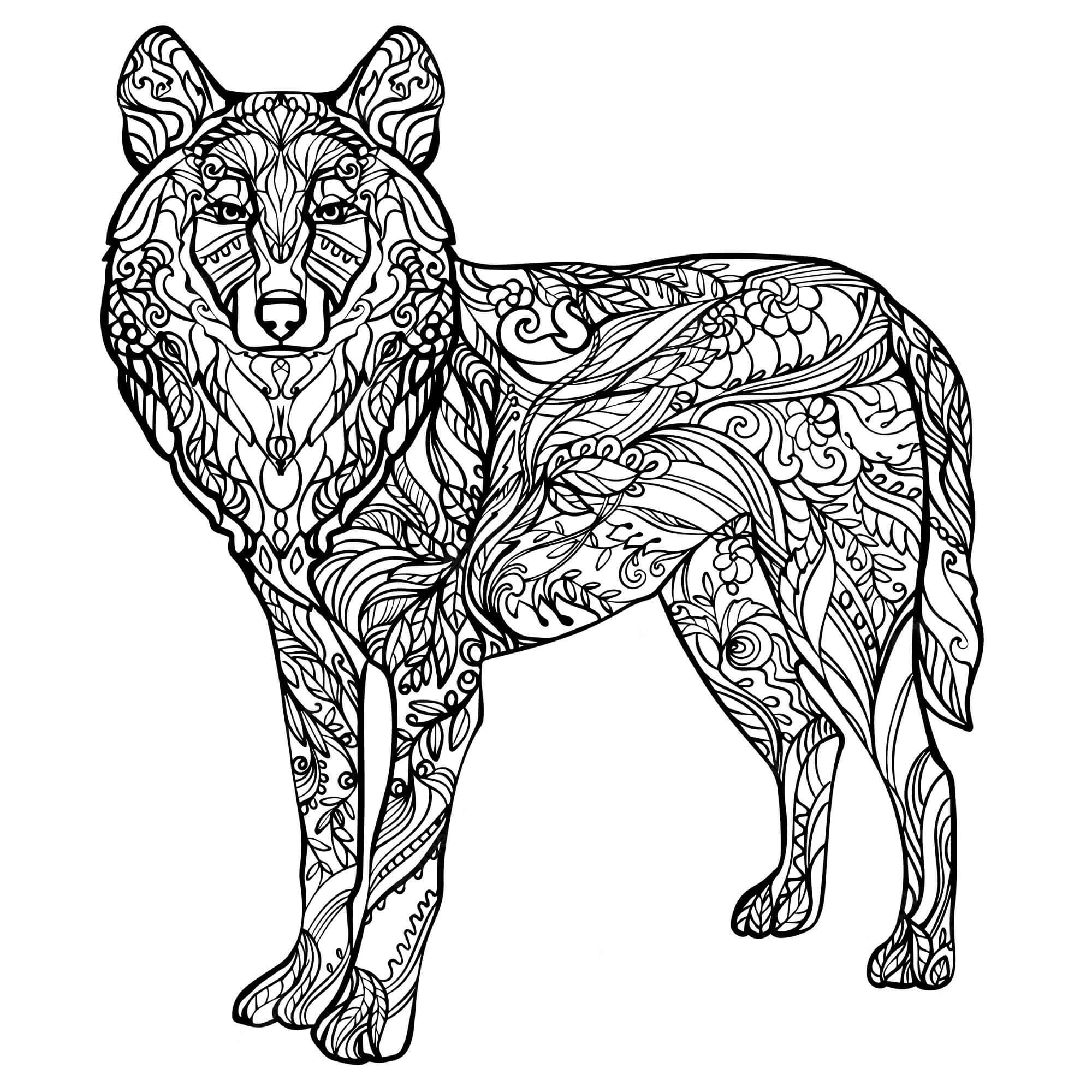 Wolf Standing Mandala coloring page Download, Print or Color Online