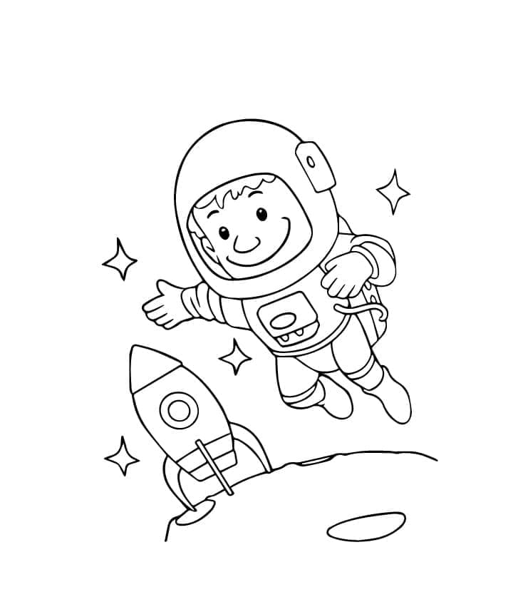 Astronaut and Rocket Ship coloring page Download, Print or Color