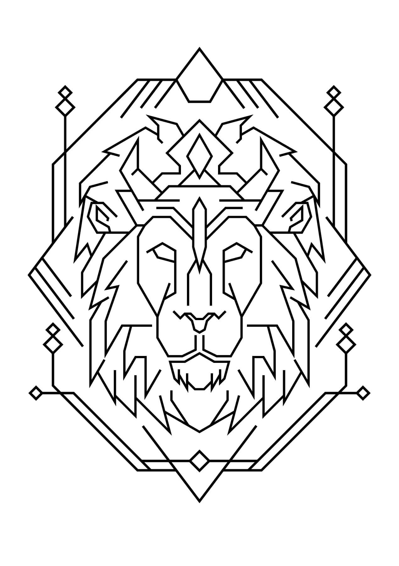 Lion Logo Mandala coloring page Download, Print or Color Online for Free