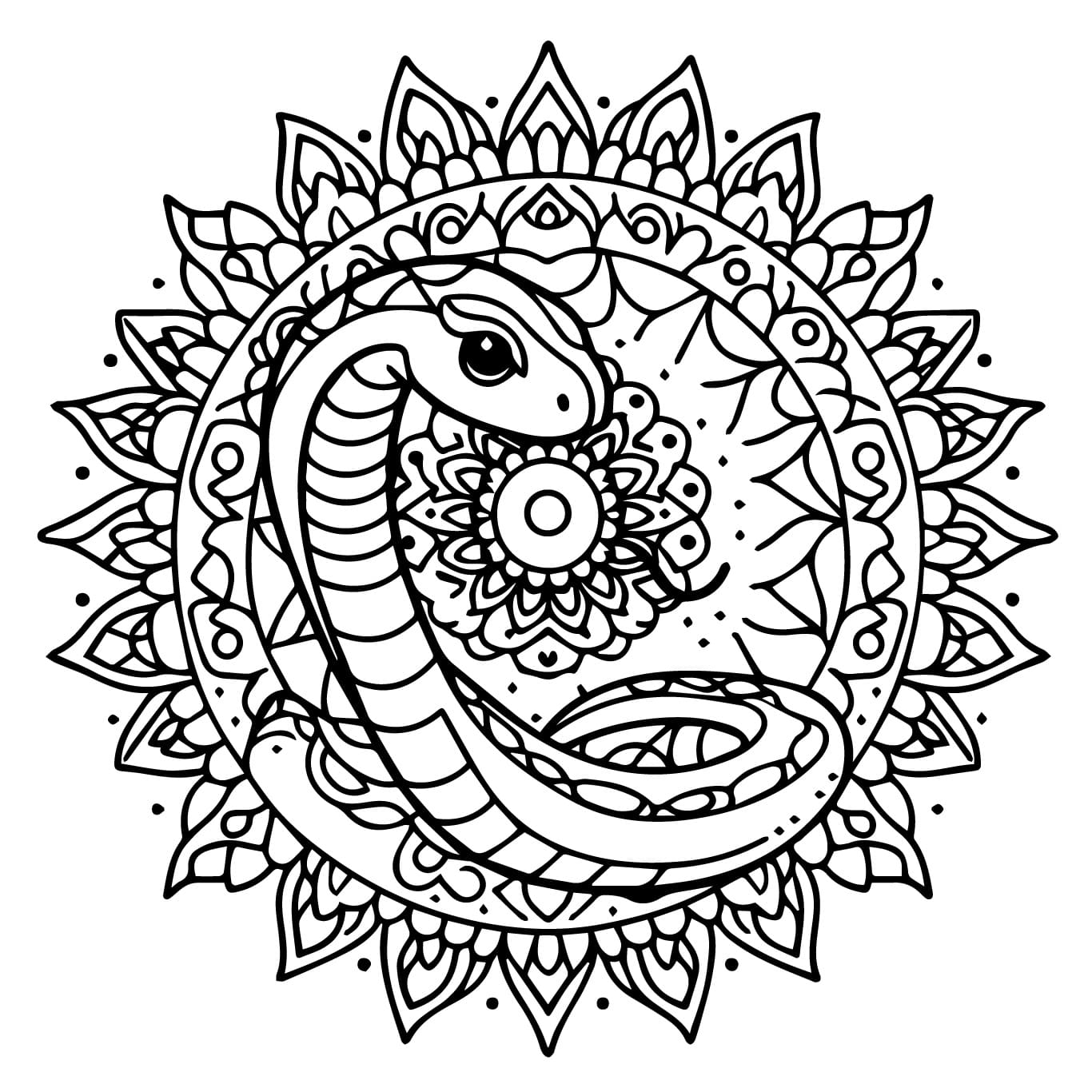 A Snake Mandala coloring page Download, Print or Color Online for Free