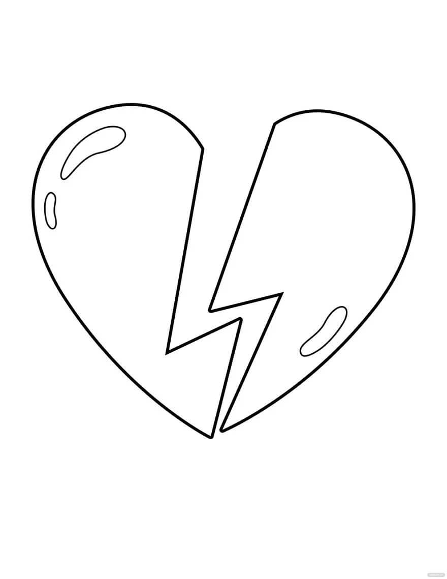 Broken Heart Free Vector coloring page Download, Print or Color