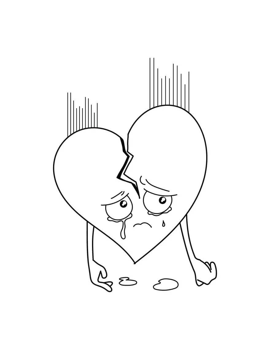 Cartoon Crying Broken Heart coloring page Download, Print or Color