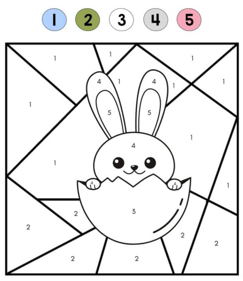 Cute Easter Rabbit Color By Number coloring page Download, Print or