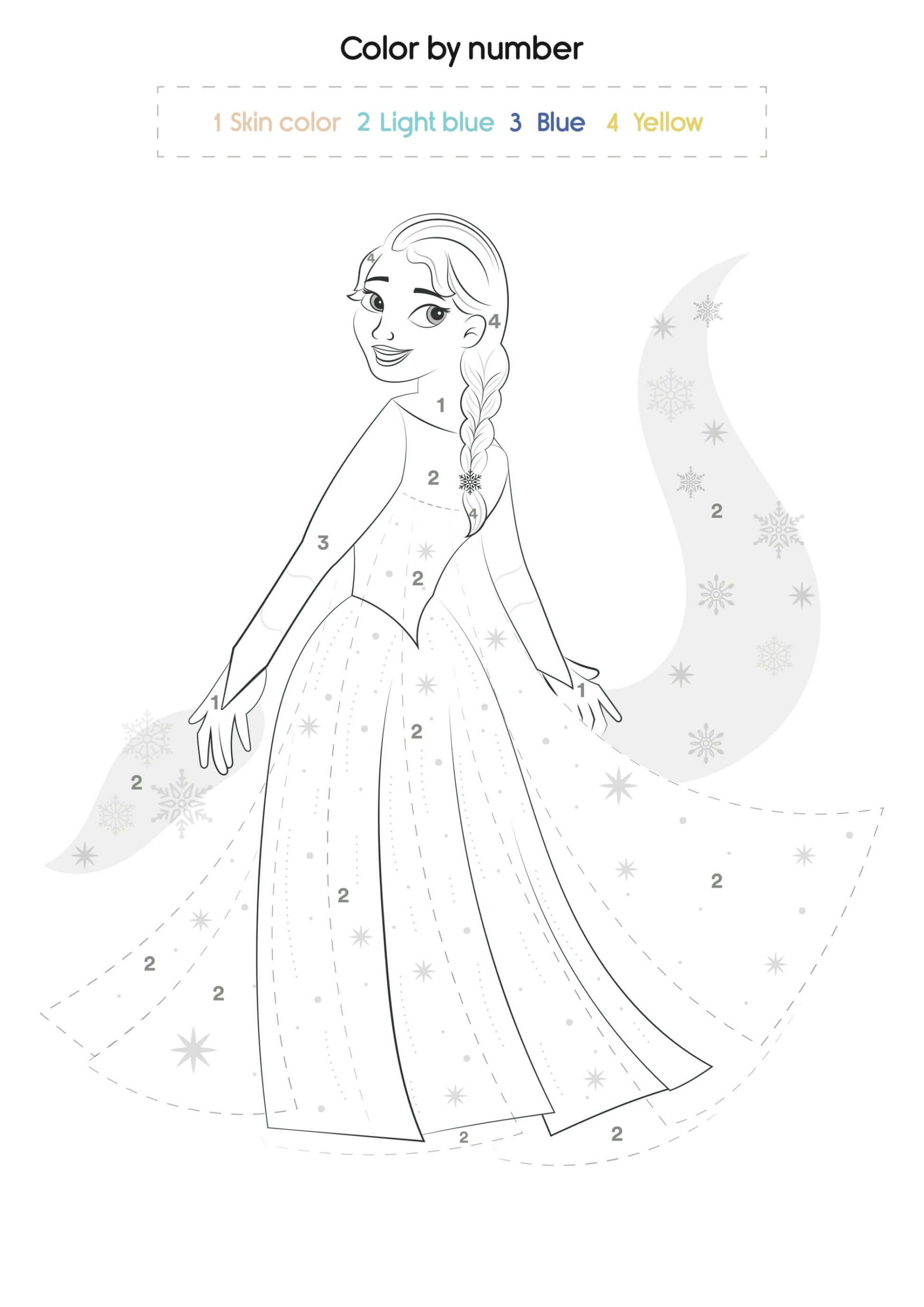 Elsa Color By Number coloring pages - ColoringLib
