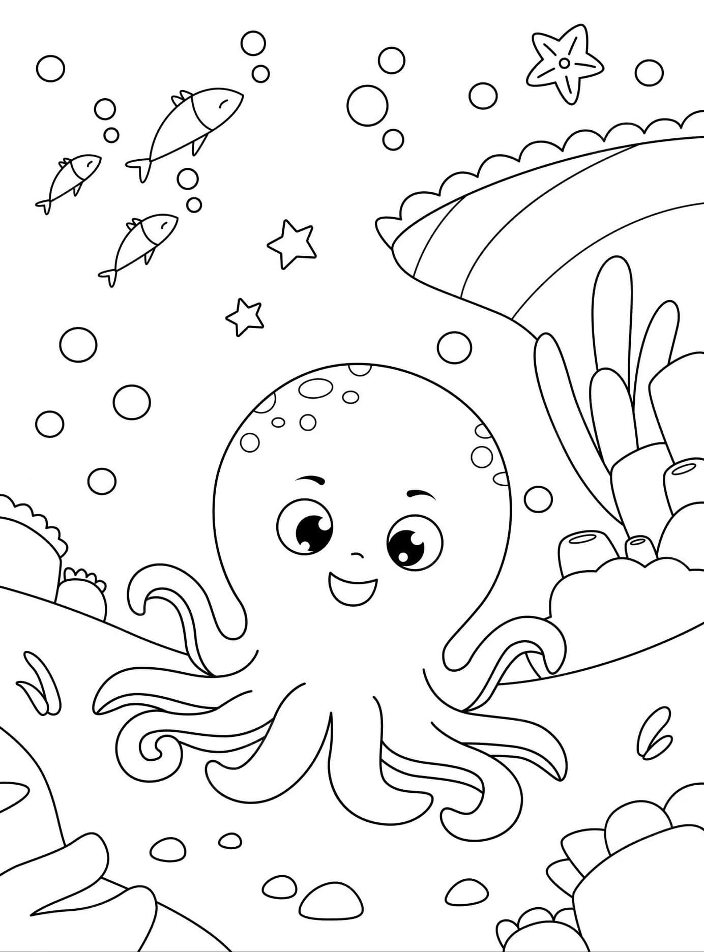 Fun Octopus In The Sea coloring page Download, Print or Color Online