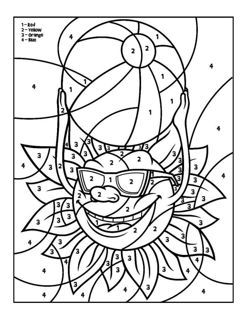 Good Sunshine Beach Ball Color By Number coloring page Download
