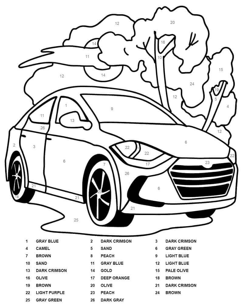 Hyundai Car Color By Number coloring page Download, Print or Color
