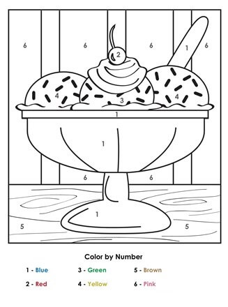 Ice Cream Sundae Color By Number coloring page - Download, Print or