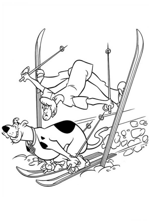 ScoobyDoo And Shaggy Snowboarding coloring page Download, Print or