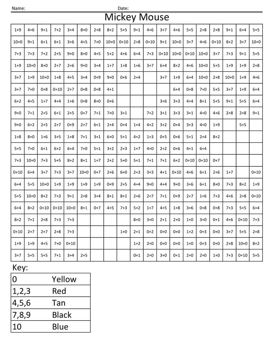 Mickey Mouse Color By Number coloring pages ColoringLib