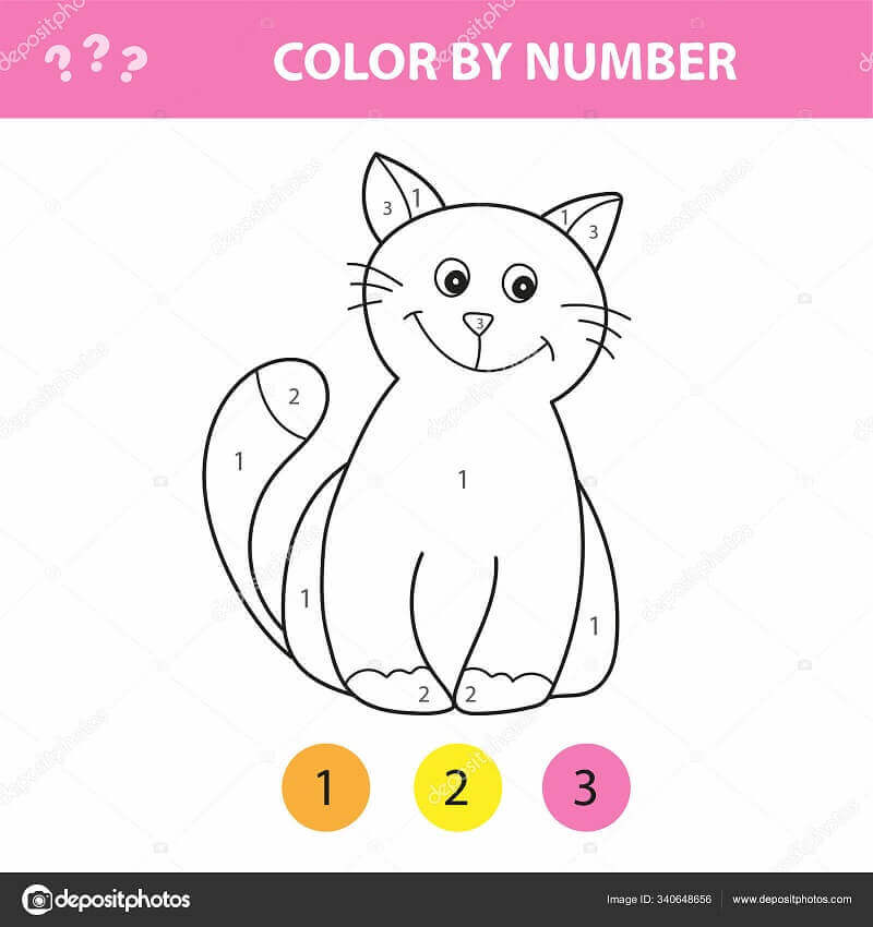 Smiling Cat Color By Number coloring page - Download, Print or Color