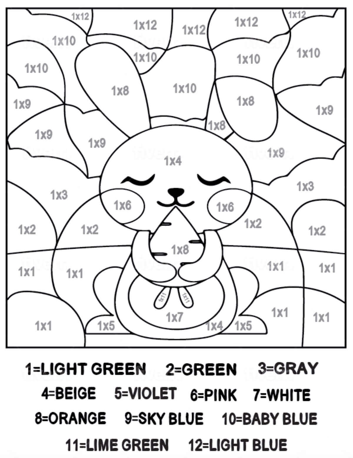 Smiling Rabbit Holding Carrot Color By Number coloring page Download