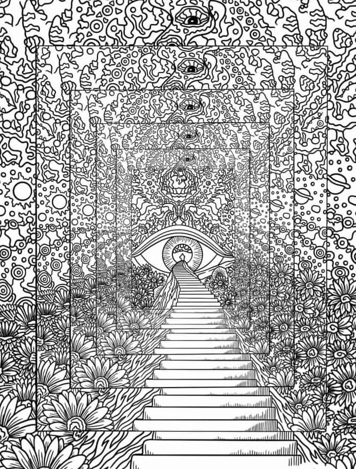Trippy Eye With Sunflowers coloring page Download, Print or Color