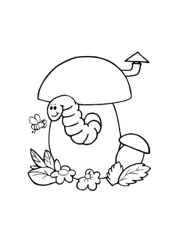 Worm In Mushroom coloring page Download, Print or Color Online for Free