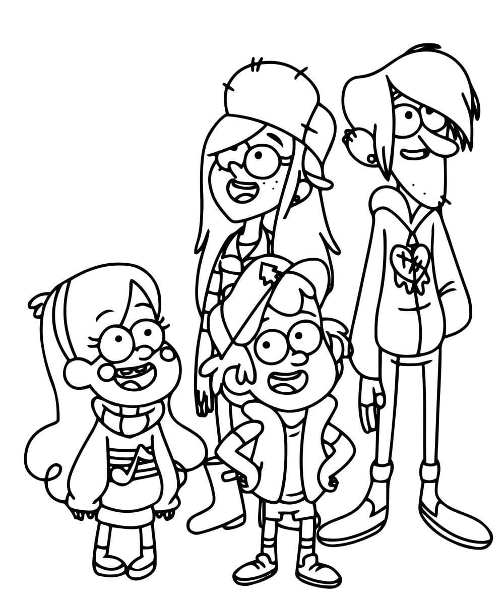 Characters in Gravity Falls coloring page Download, Print or Color