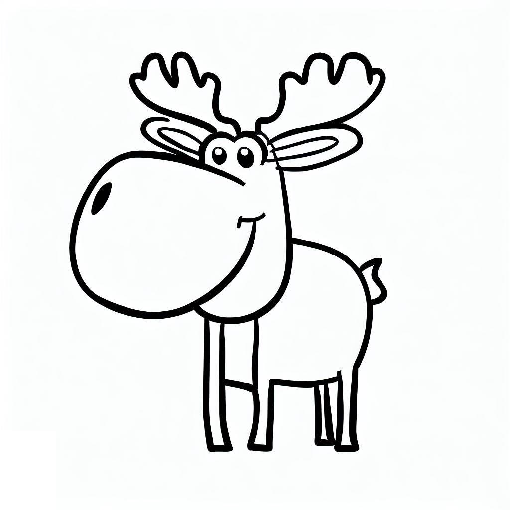 Cute Easy Moose coloring page Download, Print or Color Online for Free