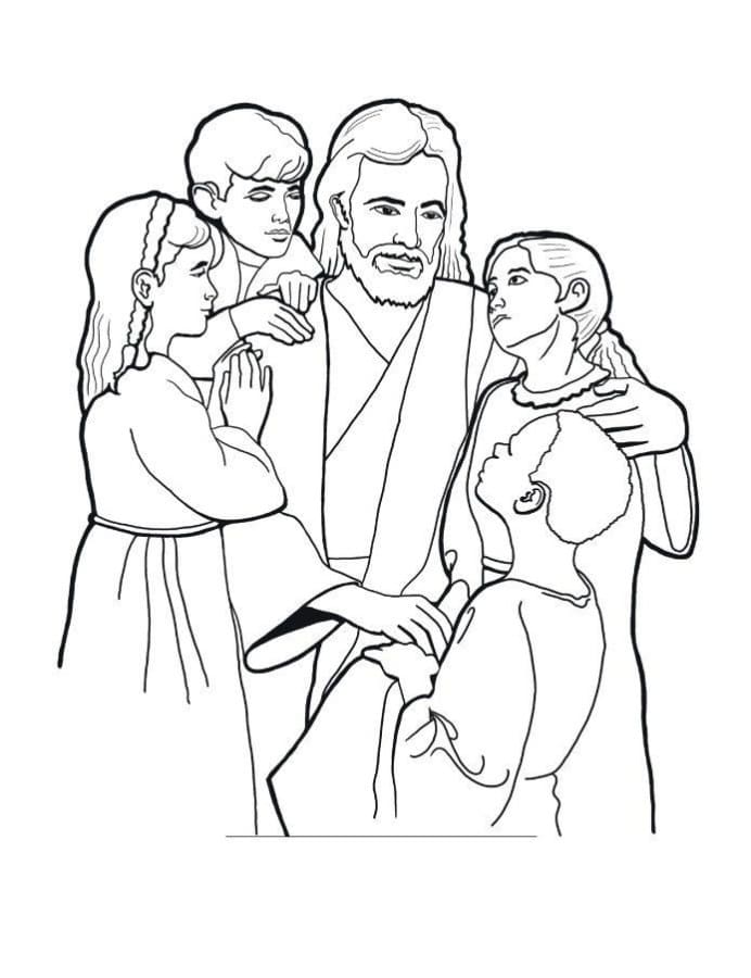 Jesus with Kids coloring page Download, Print or Color Online for Free