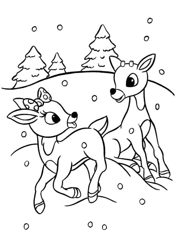 Rudolph with Clarice coloring page Download, Print or Color Online