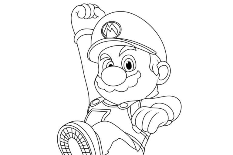 Mario Jumping coloring page Download, Print or Color Online for Free