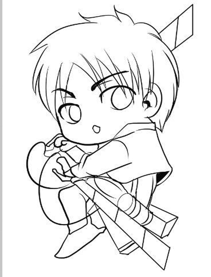 Chibi Eren coloring page Download, Print or Color Online for Free