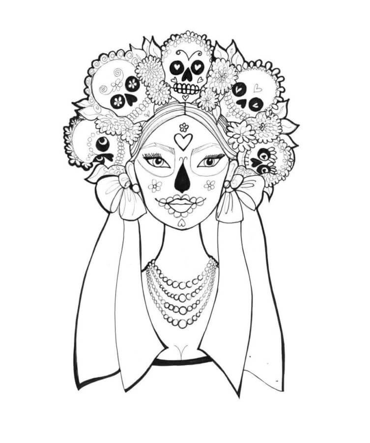 Calavera Katrina coloring page Download, Print or Color Online for Free