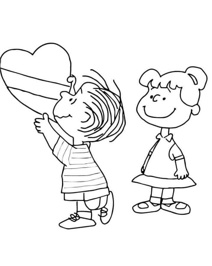 Linus With a Big Valentine coloring page Download, Print or Color
