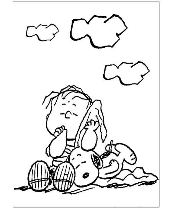 Sleeping Linus And Snoopy coloring page Download, Print or Color