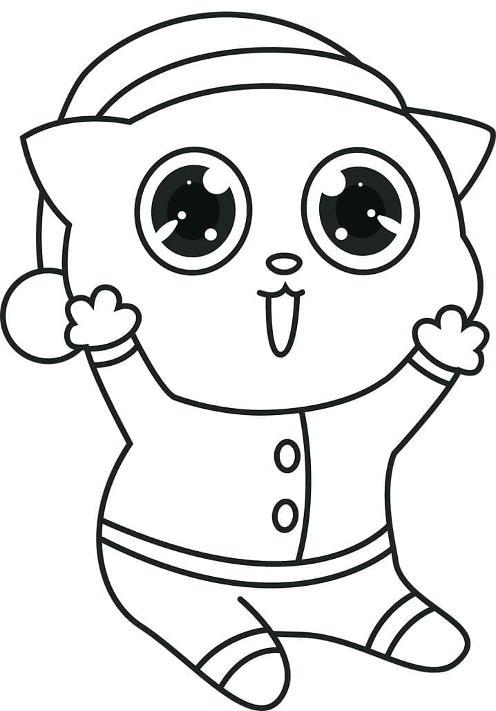 Cute Christmas Cat coloring page Download, Print or Color Online for Free