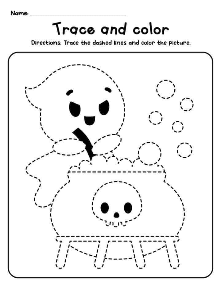 Printable Halloween Tracing coloring page Download, Print or Color