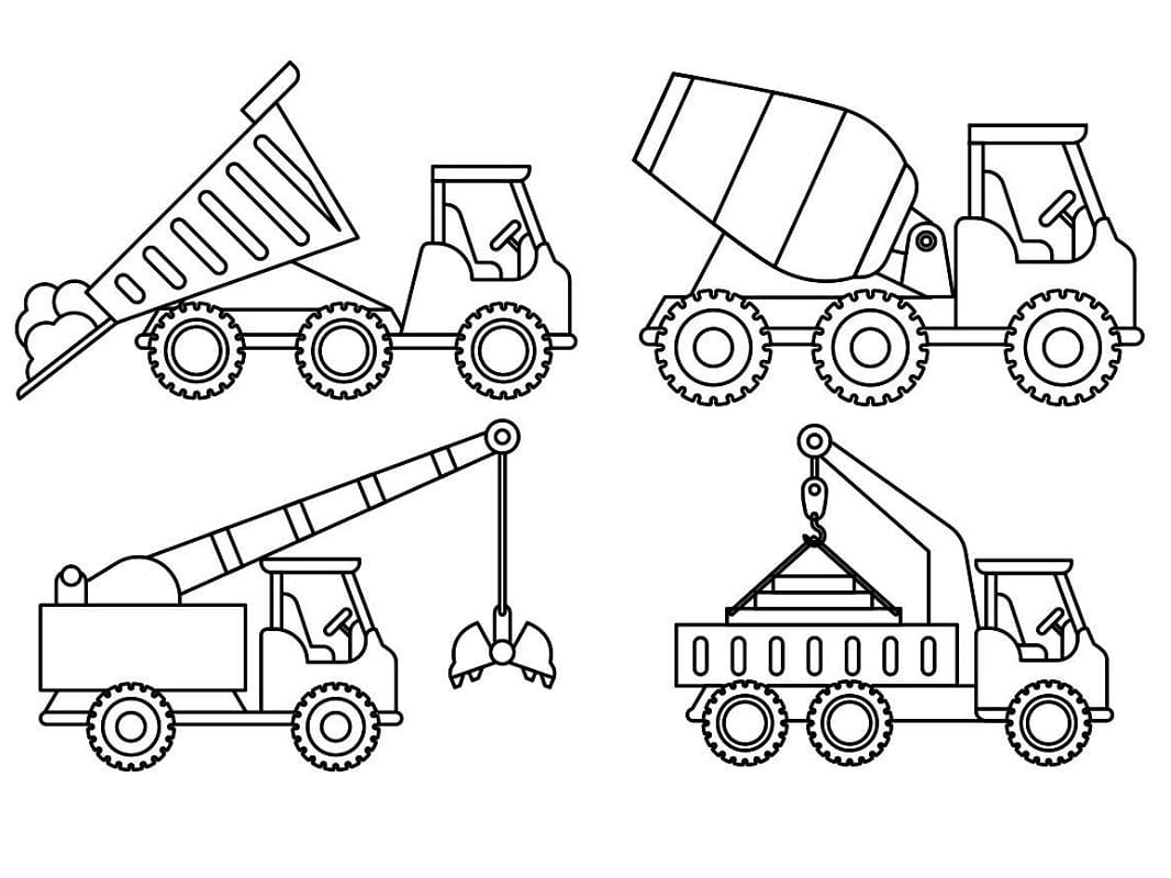 Simple Construction Vehicles coloring page - Download, Print or Color